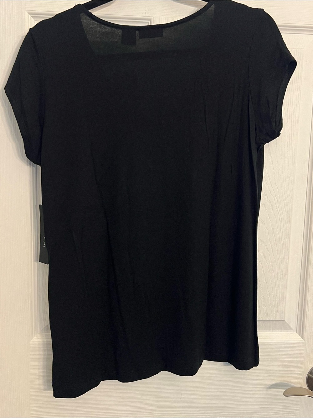 Tahari Black Short-Sleeve Scoop Neck Tee - Picture 2 of 2